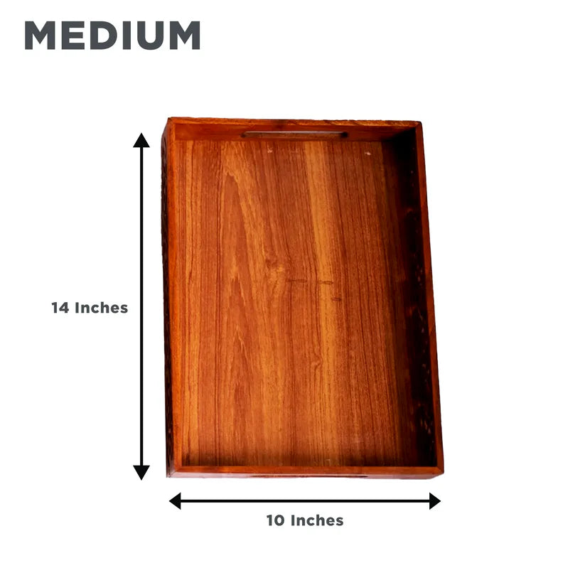 Wooden Tray Set of 3 Carving