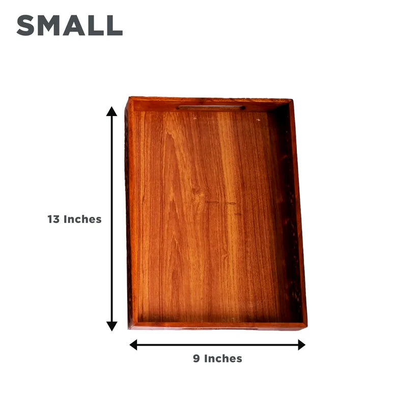 Wooden Tray Set of 3 Carving