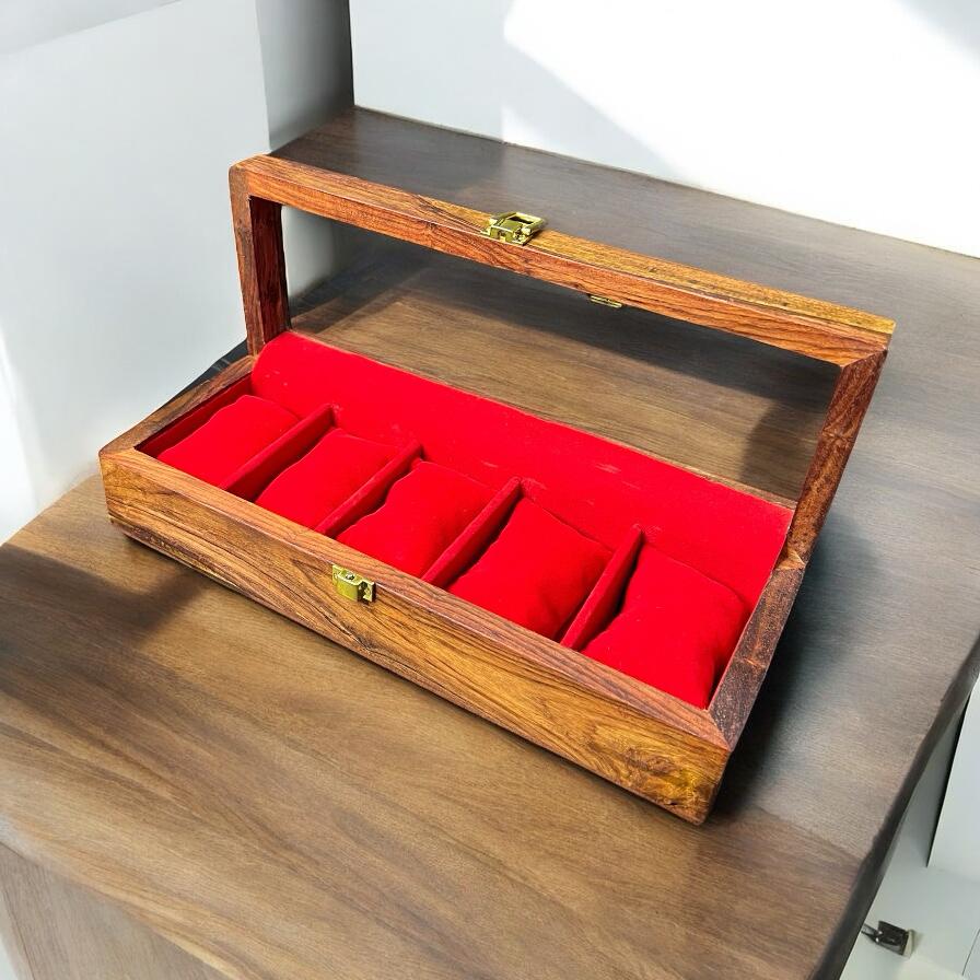 Watch box 5 stage – Plain – Glass Top