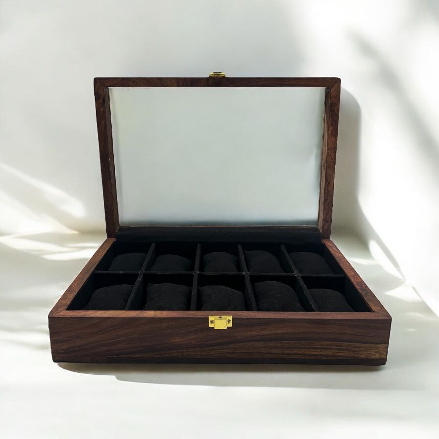 10 Watches – Plain – Glass Top – Black